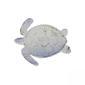 Handcrafted Decor K-002-W Whitewashed Cast Iron Sea Turtle Decorative Bowl&#44; 7 in.   
